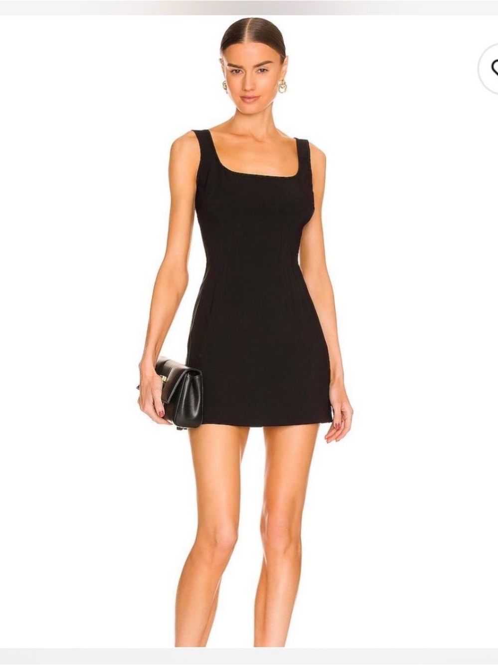 L'Academie Black Square-Neck Mini Dress with Wide Straps